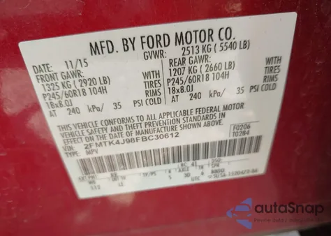 2015 Ford Edge Sel from USA, damaged, VIN 2FMTK4J98FBC30612